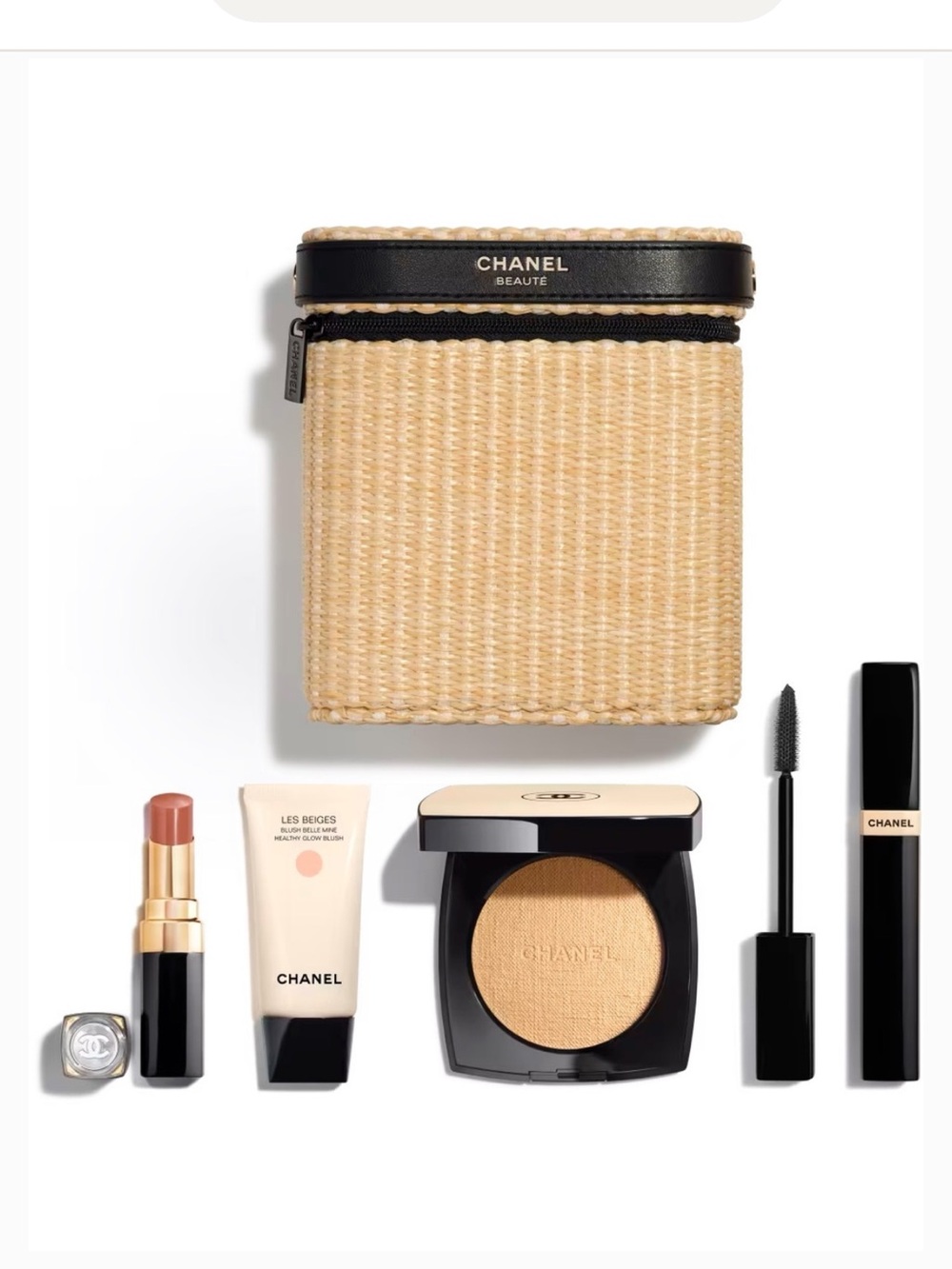 CHANEL Les Beiges Makeup Set in Beige and Black with Nude Pink Lipstick